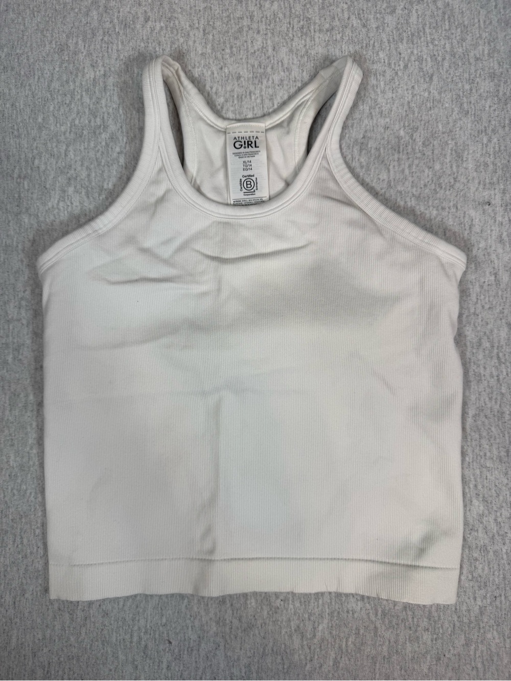 Athleta Girl Rise Above Rib Crop Tank White - Size XL/14